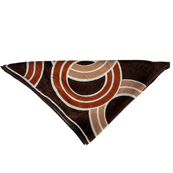 Vtg Geometric Circles Scarf Square 17x17 inch Brown - Picture 6 of 12